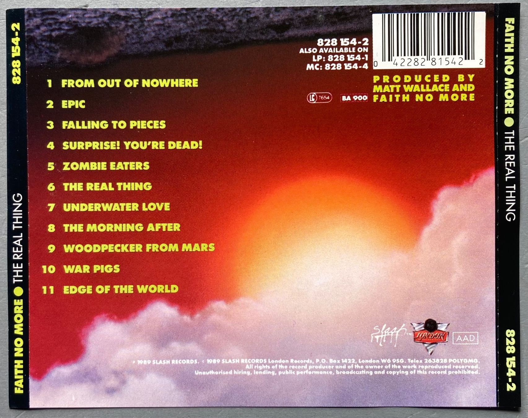 CD: FAITH NO MORE - THE REAL THING – Usato da Poliez-Pittet venduto da Newtown-Records 1
