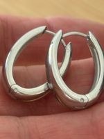 Luxus Elegante Creolen Edelstahl Ohrstecker Farbe Silber