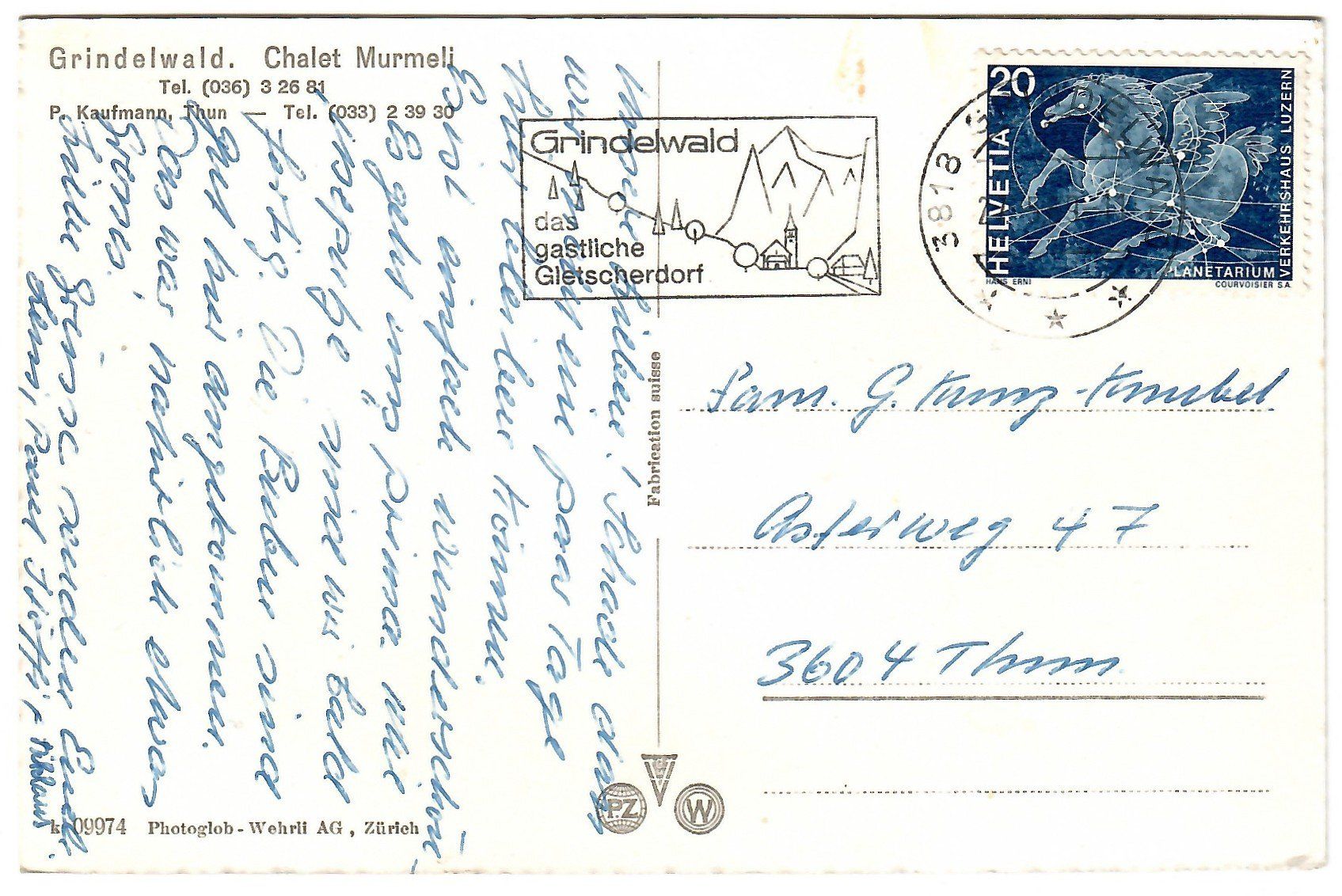 Cartes postales: Ansichtskarte Grindelwald.   Chalet Murmeli – D'occasion à Kerns par etma3 1