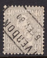 Sitzende Helvetia 1867, 40 Rappen, gestempelt 1