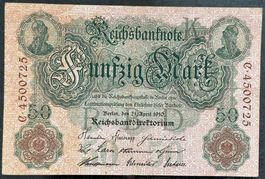 Reichsbanknote 50 Mark, Berlin 1910, Top Zustand!