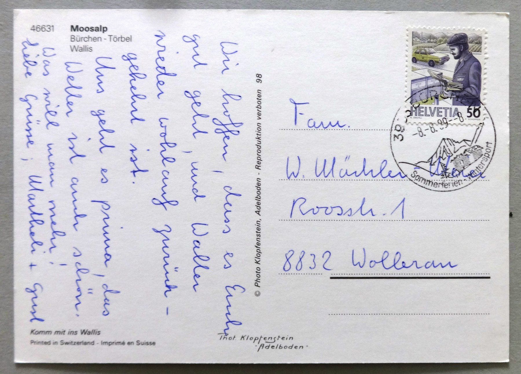 Cartes postales: Moosalp, Bürchen - Törbel – D'occasion à Fétigny par Billy2miny 1