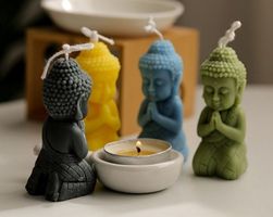 2x Silikonformen zur Herstellung von Buddha-Kerzen