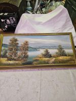 Ölgemälde Landschaft mit See signiert Conti gerahmt
