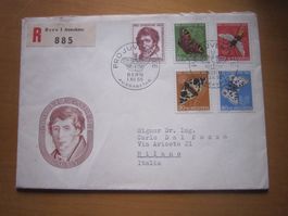 PJ 1955 FDC Serie Brief mit AK Stempel Milano