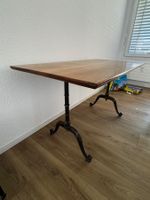 Tisch Holz Metall antik Bistrotisch 2 Fuessig 140x70cm gu...