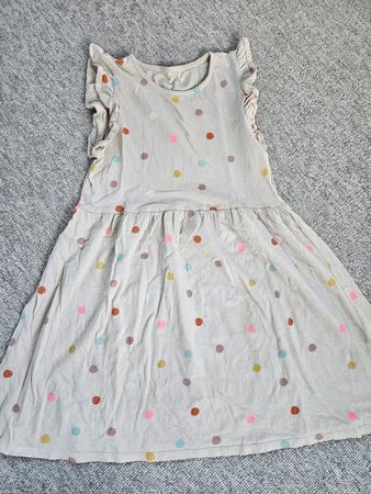 H&M Kleid Gr. 134/140 Beige mit Pünktchen -guter Zustand