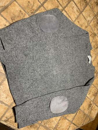 Maglione lana Luca D'Altieri grigio con toppe taglia M