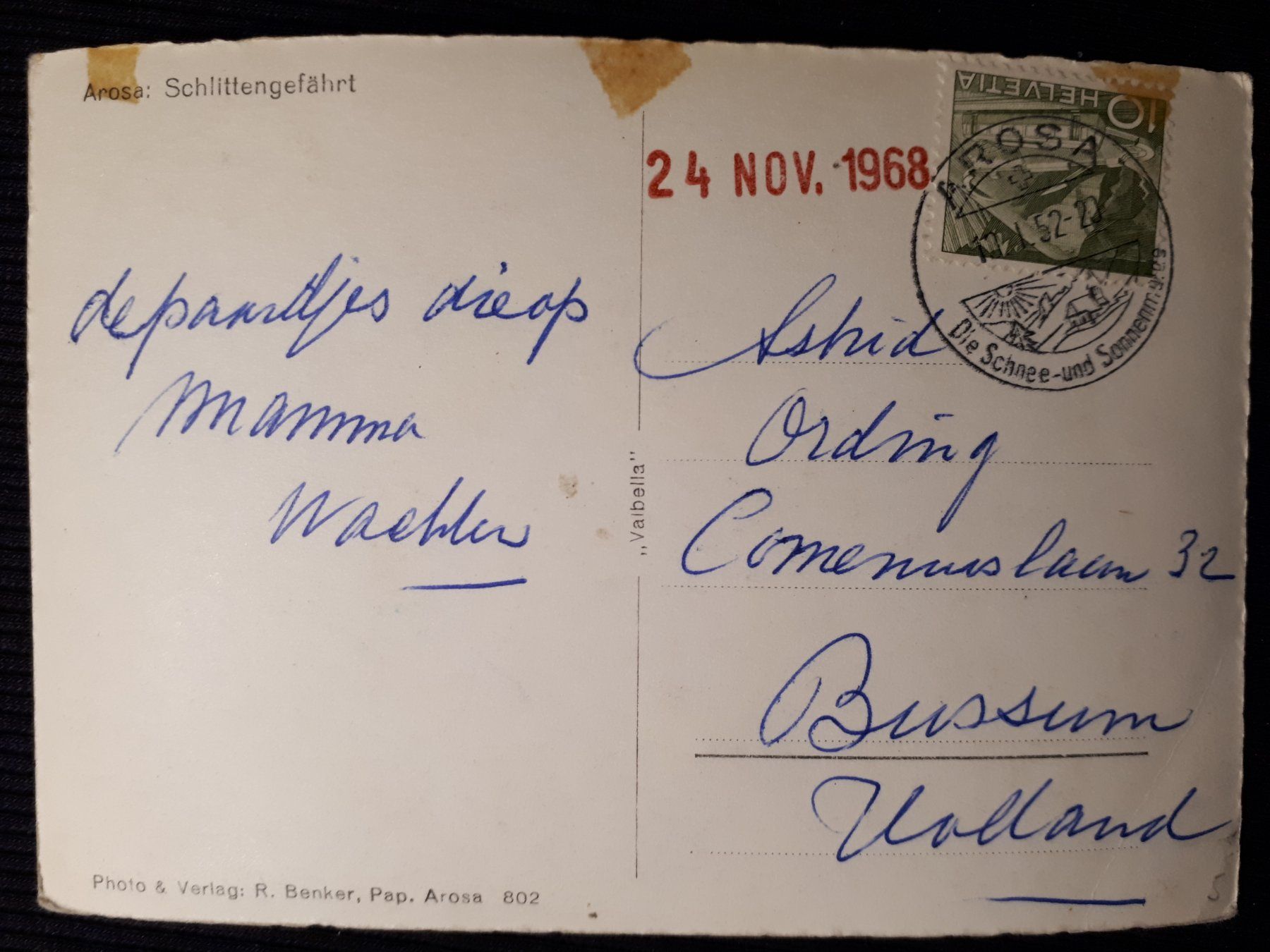 Cartoline postali: AROSA SCHLITTENGEFAHRT - MIT MANGELN – Usato da Ponto Valentino venduto da giorgia06 1