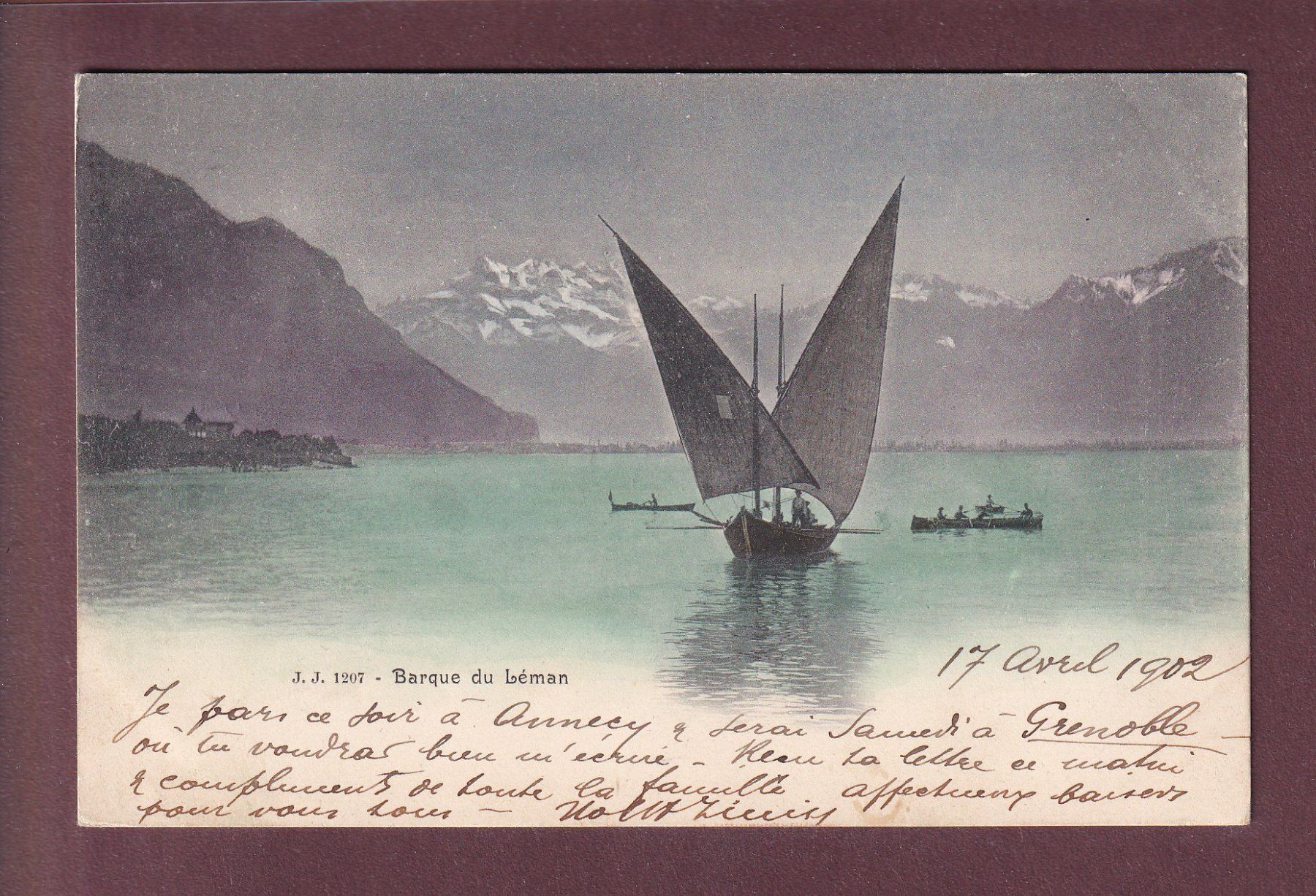 Ansichtskarten: BARQUE DU LEMAN - Dents du Midi - 1902 – Gebraucht aus Pully von nicecards