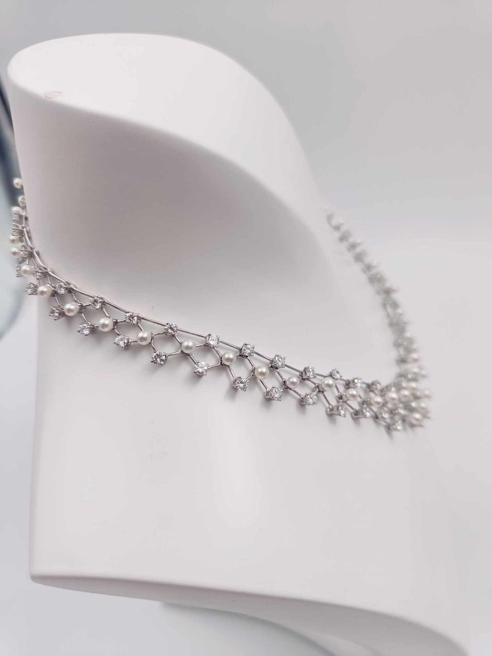 Catenine: PERLEN DIAMANT COLLIER IN 950 PLATIN – Usato da Luzern venduto da EdiGem 1