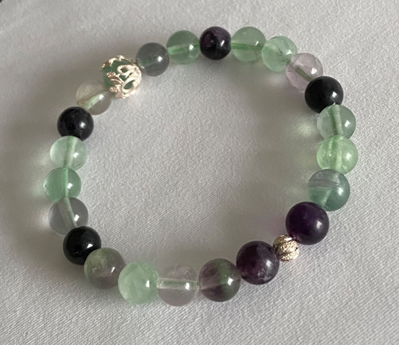 Bracciali & Braccialetti: Edelstein Armband Fluorit mit echt Silber auf Mass – Nuovo e nell'imballaggio originale da Zuzwil SG venduto da Lemliskat 3