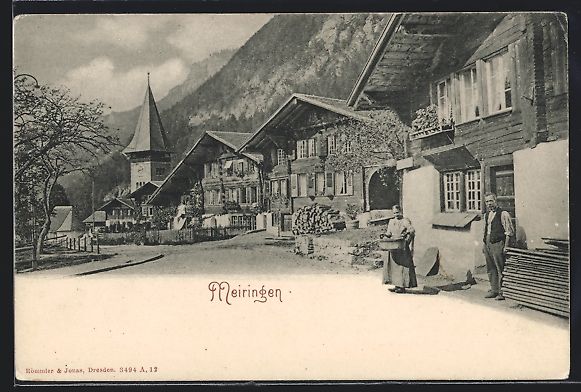 Cartoline postali: AK Meiringen, Teilansicht mit Kirche – Usato da Berlin venduto da bartko-reher