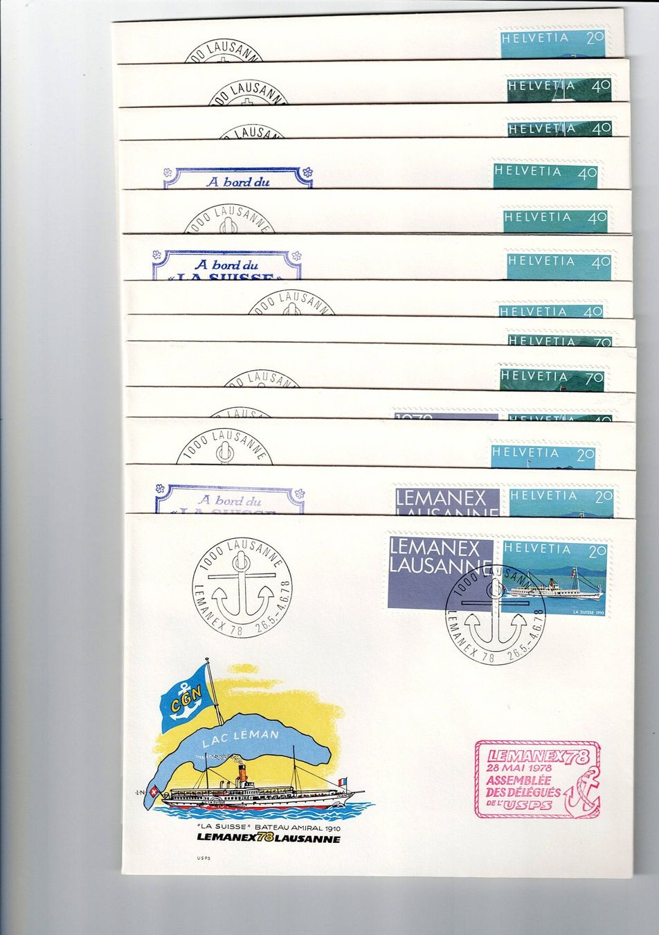 Alle Briefmarken: Schweiz, Lemanx 1978, 14 verschiedene Couverts – Gebraucht aus Hinteregg von McCharly01