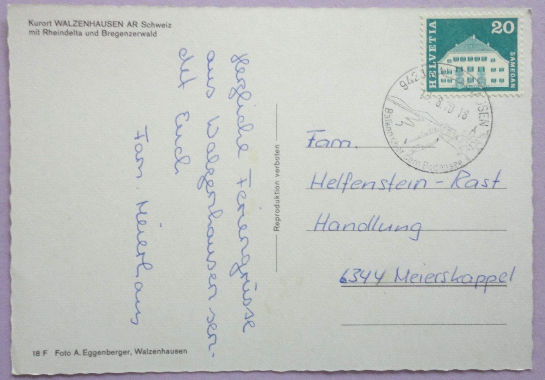 Cartoline postali: Kurort Walzenhausen – Usato da Fétigny venduto da Billy2miny 1