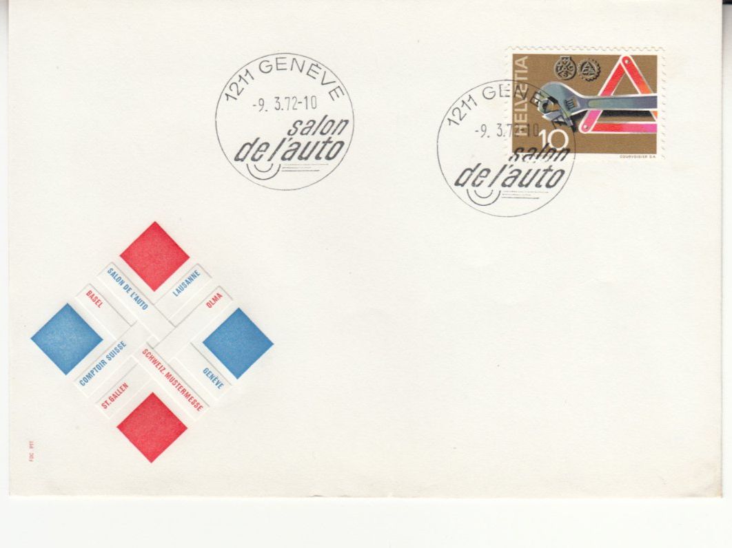Alle Briefmarken: Sonderstempel SA. 40a Autosalon Genèneve 1972 – Gebraucht aus Bürglen TG von StampGraf