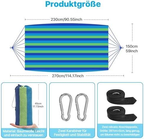 Amache: Haengematte Blau 150 cm 270x 150 cm – Nuovo e nell'imballaggio originale da Hundwil venduto da tec_mm27 3