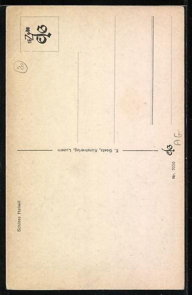Cartoline postali: AK Hallwil, Aussenansicht des Schlosses – Usato da Berlin venduto da bartko-reher 1