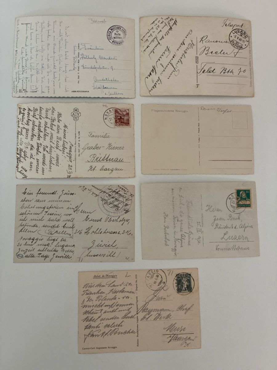Cartoline postali: 13 Ansichtskarten Schweiz von Novaggio TI – Usato da Oftringen venduto da Cla.vD.74 1
