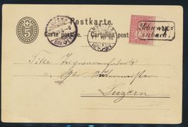 Postkarte mit Stempel Schwarzenbach im Rahmen Sitz. Helvetia