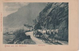AK Alpenpost - Diligenza - Gruss aus der Schweiz inizio 1900