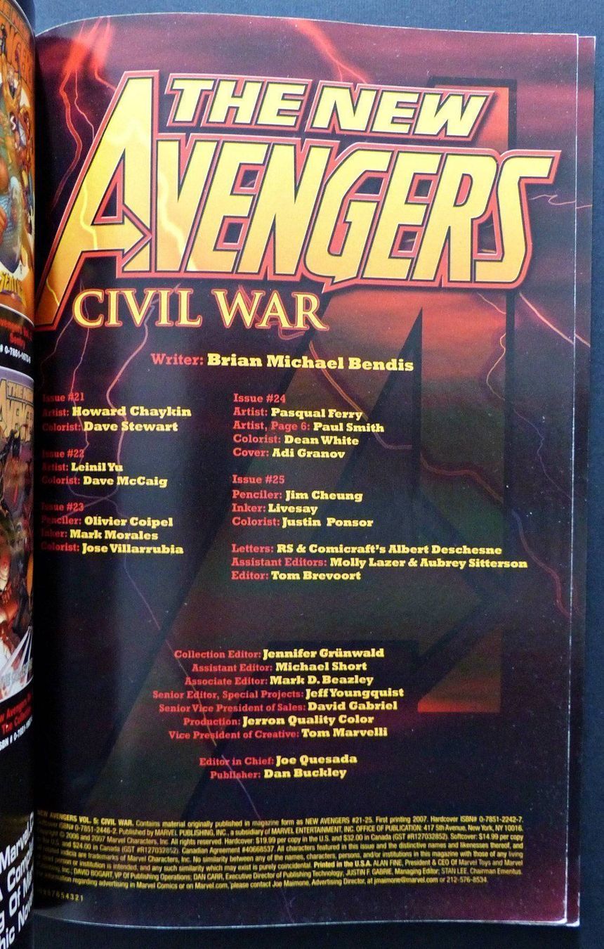 Fumetti: NEW AVENGERS CIVIL WAR TPB INCLUDES #21-25 MARVEL 2007 – Usato da Lugano venduto da YouWantUS 2
