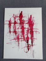 Abstraktes Bild Federzeichnung Tinte rot/ pink Grösse A4