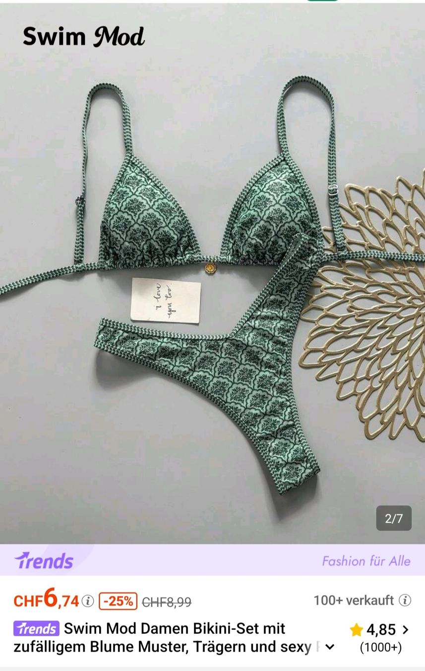 Shein Maillots de bain & Bikinis: Bikini von Shein grün mit Muster – Neuf (Voir description) à Ebikon par SecondChance_byM 4