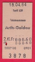 KARTON BILLETT, IMMENSEE - ARTH-GOLDAU, 2.KLASSE, EINFACH
