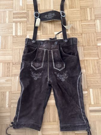 Lederhose braun mit Stickerei Grösse 48 neu