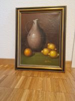Ölgemälde „Krug mit Zitronen“ – Signiert Benton, gerahmt