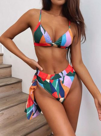 Buntes Bikini in frechem Design, Gr.L NEU!