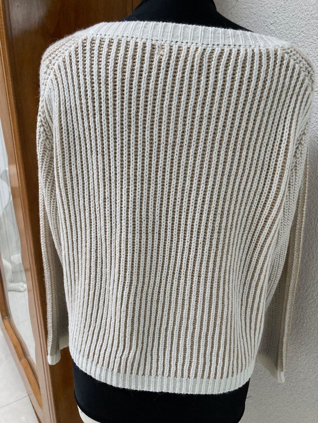 Pullover & Sweatshirts: Pullover, weiss/gold gestreift, Grösse S/M – Gebraucht aus Glattpark (Opfikon) von Pangie 2