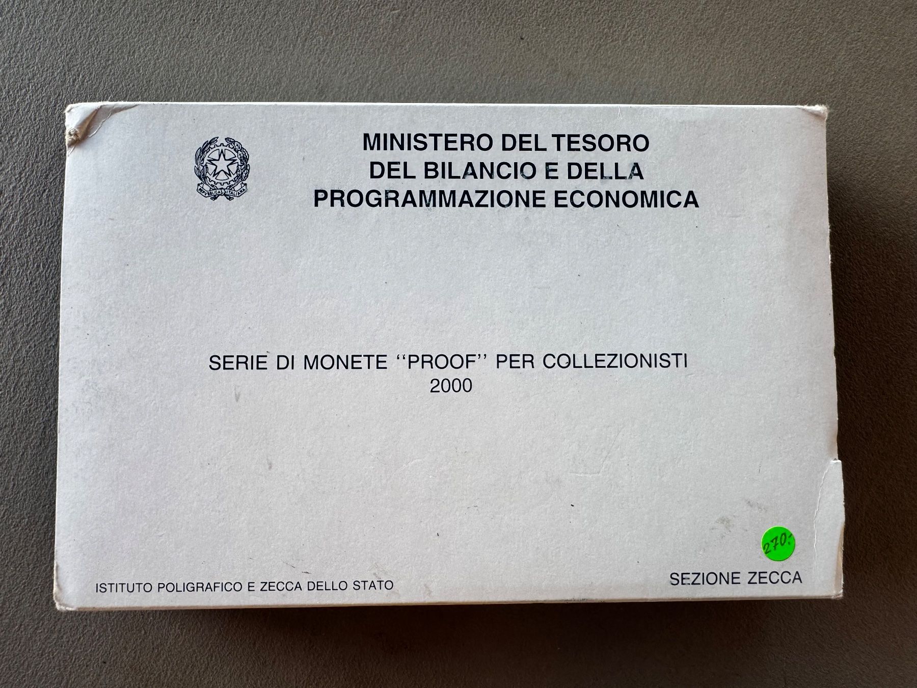 Alle Münzen: Italien Münzsatz 2000 - Proof – Neu (gemäss Beschreibung) aus Meilen von coins4sale