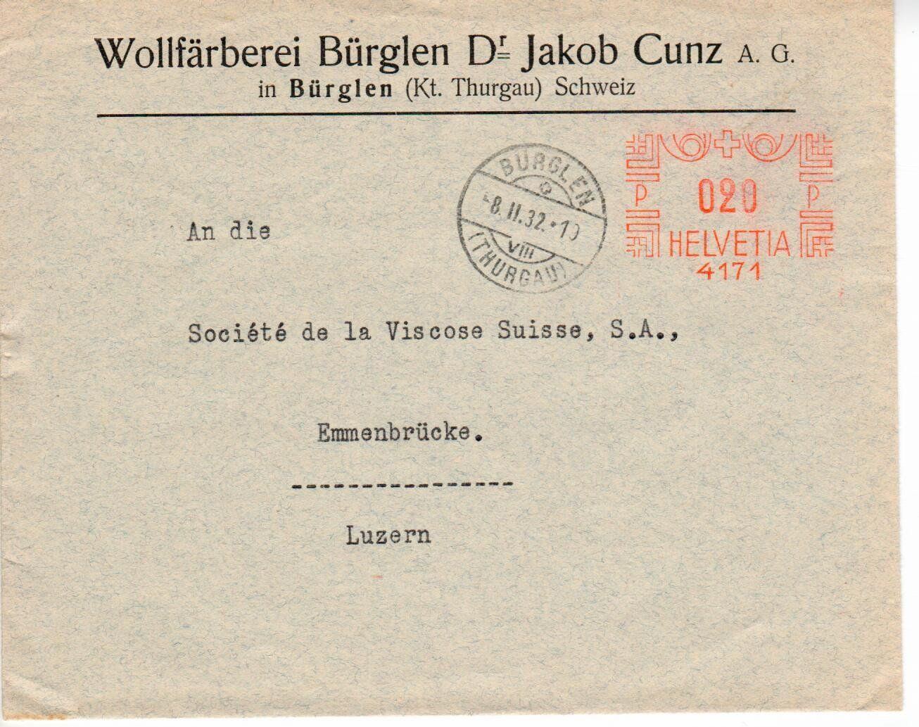 Alle Briefmarken: Brief, Bürglen Thurgau 1932 – Gebraucht aus Wolhusen von Curver9
