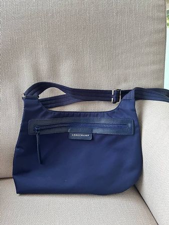Longchamp Umhängetasche Stoff&Leder dunkelblau