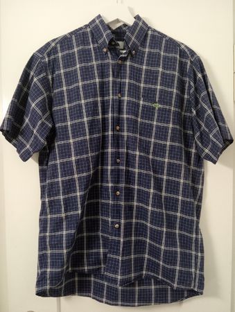Vintage LACOSTE Kurzarmhemd Blau Kariert Baumwalle Gr. 39 M