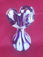 Schicke blau-weisse Zipfel Glas Vase 👌