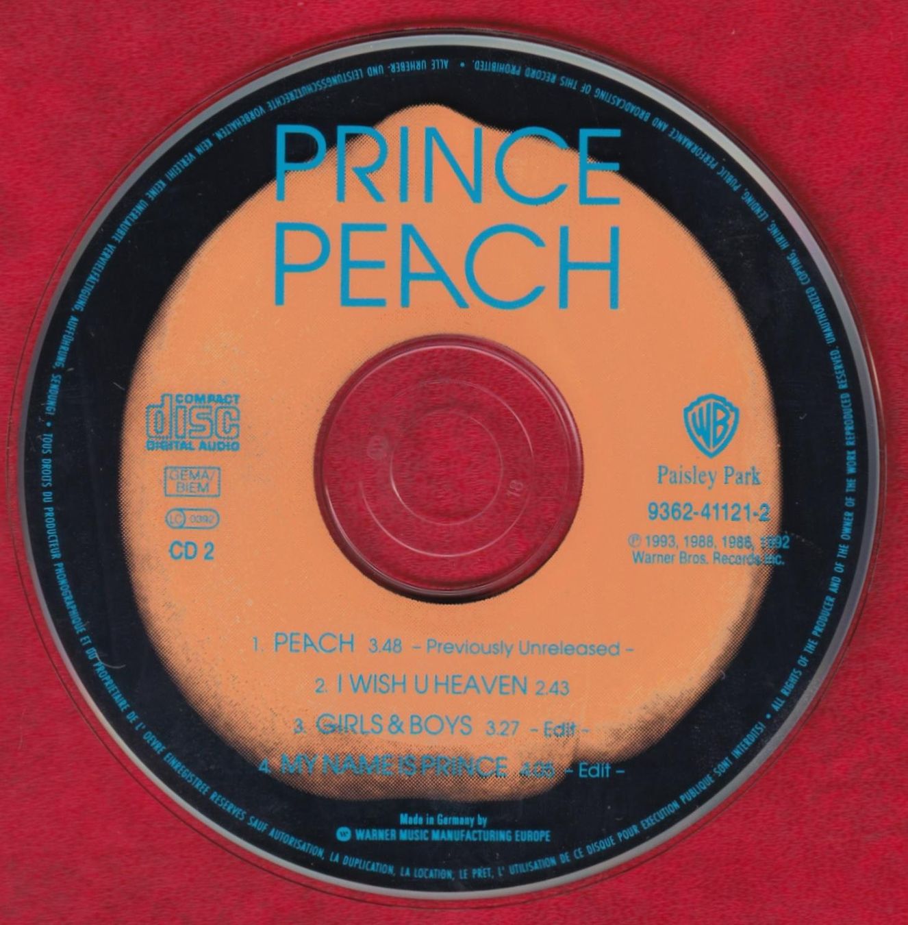 CD: Prince - Peach (CD) – Usato da Zürich venduto da Pfluftl2000 2