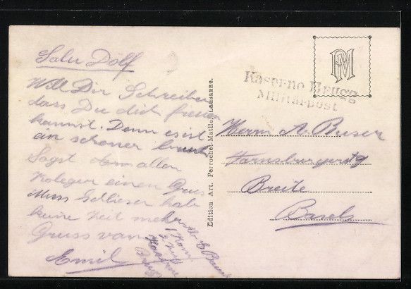 Cartoline postali: Brugg, Kaserne mit marschierender Soldat – Usato da Berlin venduto da bartko-reher 1