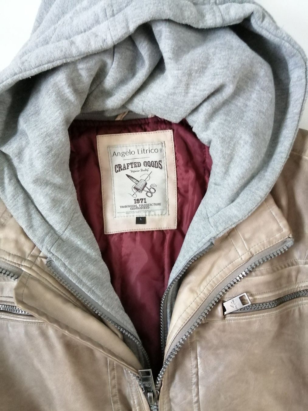 Giacche: Angelo Litrico Lederjacke Grösse L mit Kapuze – Usato da Honau venduto da holunder3 1