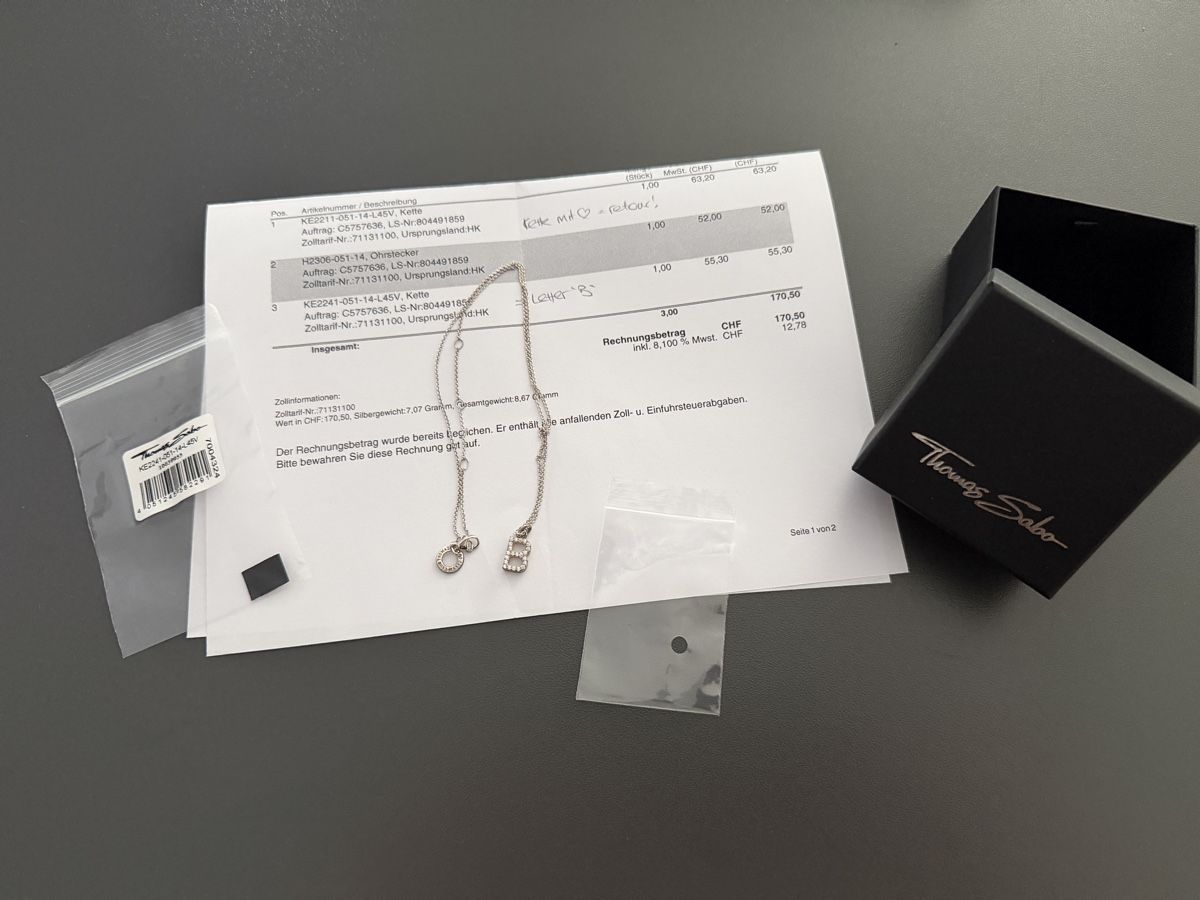 Thomas Sabo Ketten: Thomas Sabo Kette mit B-Buchstabe neuwertig – Gebraucht aus Therwil von as_good_as_new 1