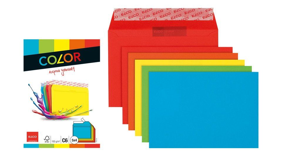 Couverts & Versandtaschen: 20 Briefumschläge farbig sortiert ELCO Format C6 – Neu und originalverpackt aus Oensingen von Liquidations-Shop