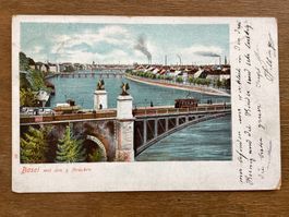 AK Basel mit den drei Brücken 1905
