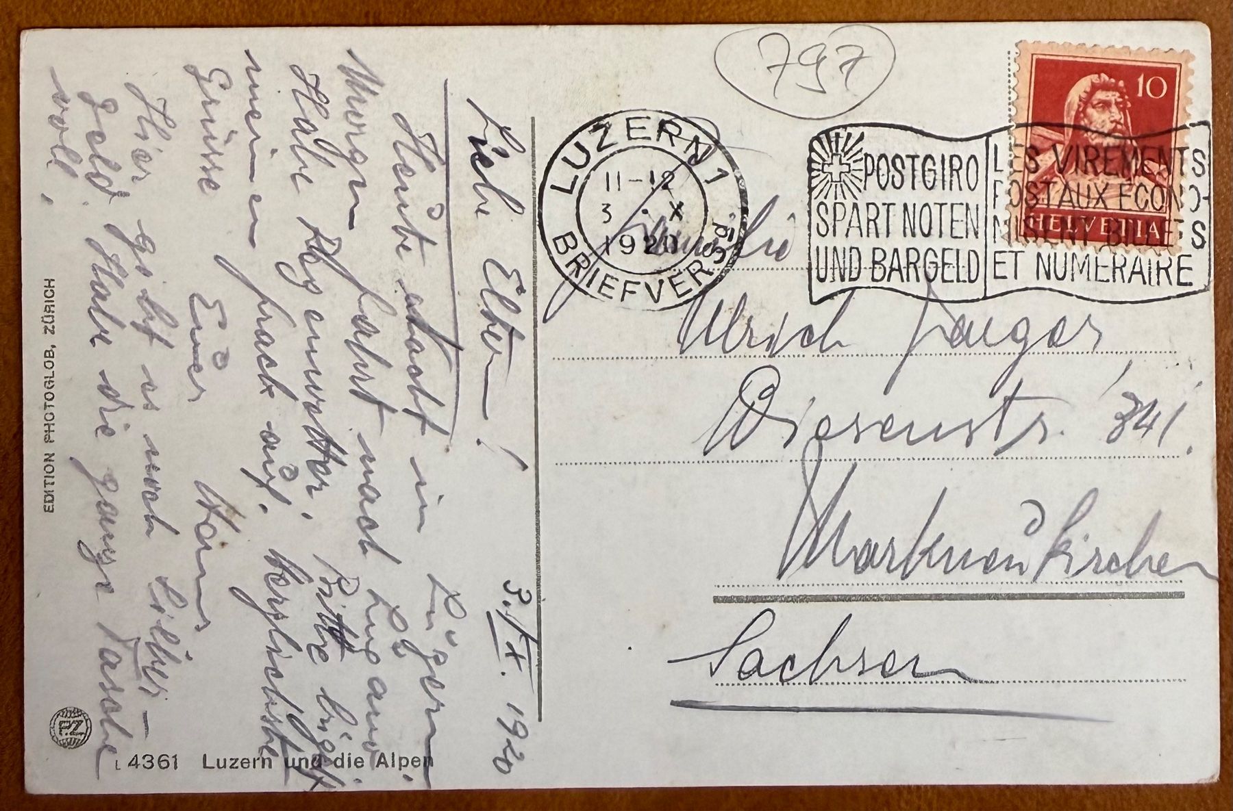 Cartoline postali: AK: Luzern - Dampfschiff  1920 – Usato da Lutry venduto da Ediego 1