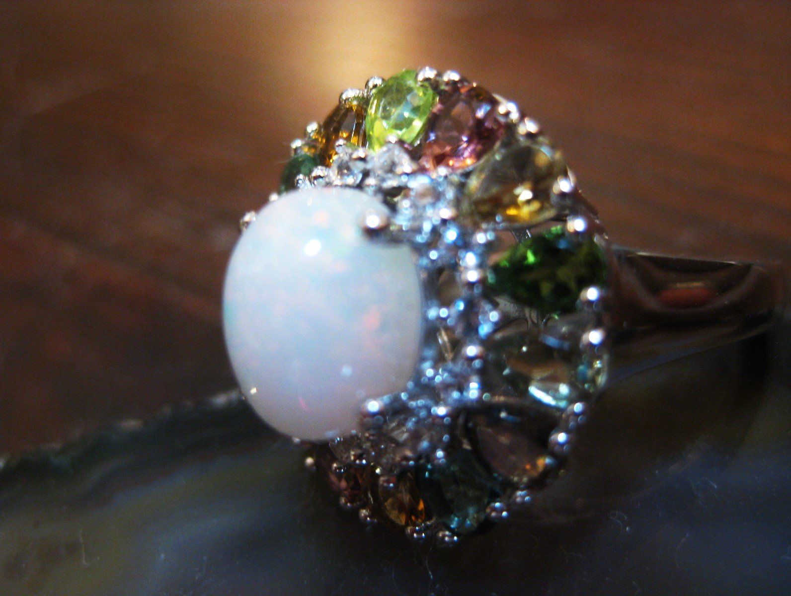 Ringe: ST.S. 925° MILCHOPAL/TURMALINST. RING D.M.18, MP – Neu (gemäss Beschreibung) aus Weiningen ZH von actera 3