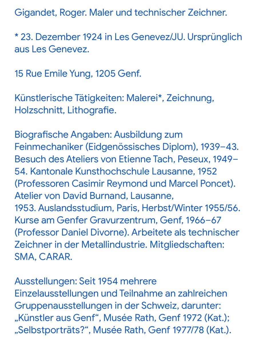 Dipinti: Gigandet Roger 1924 – Usato da Grosshöchstetten venduto da Perle1951 5