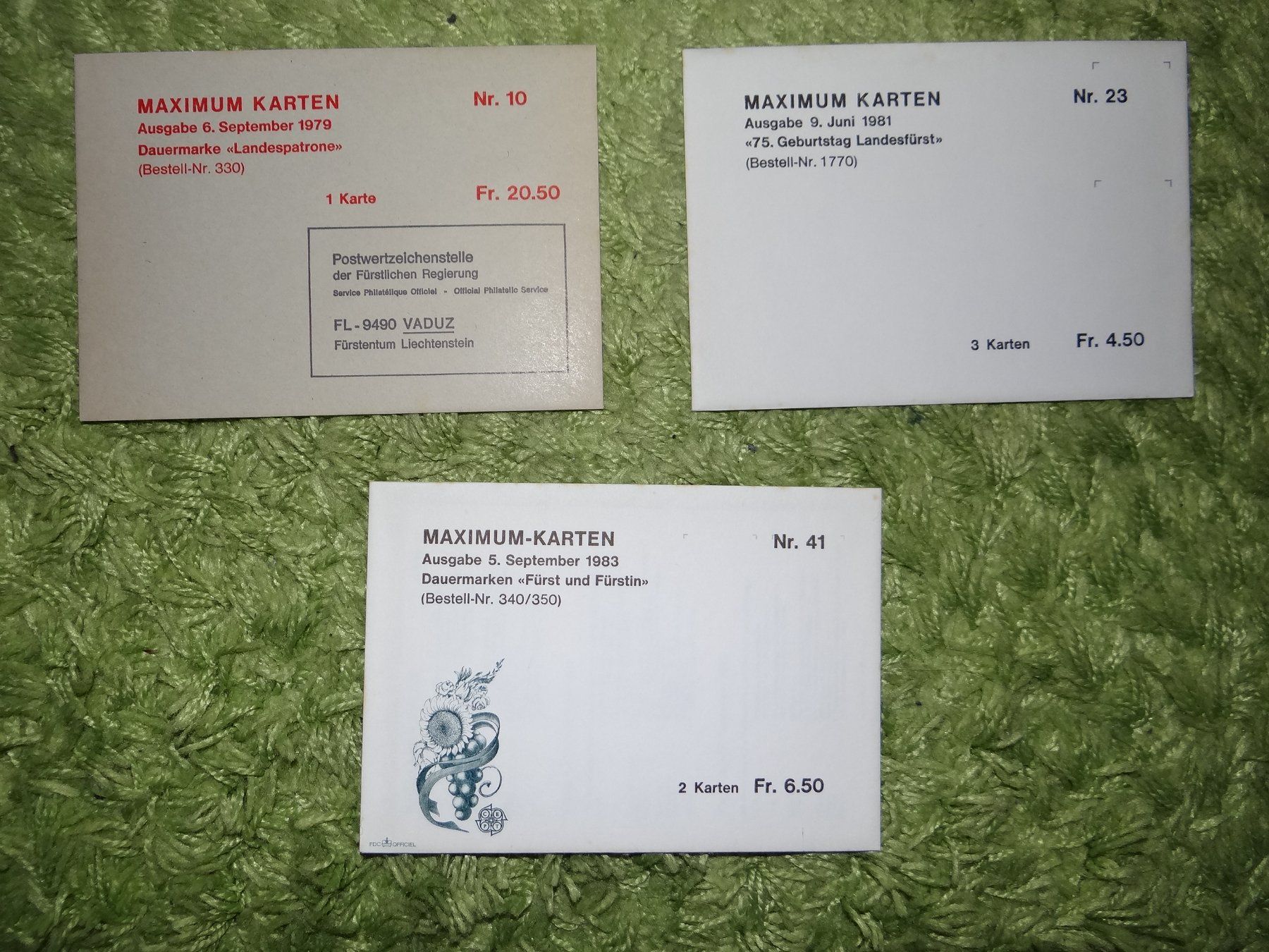 Alle Briefmarken: Interessantes Lot Maximumkarten Liechtenstein ab CHF 1.-- – Gebraucht aus Kriens von Na4 1