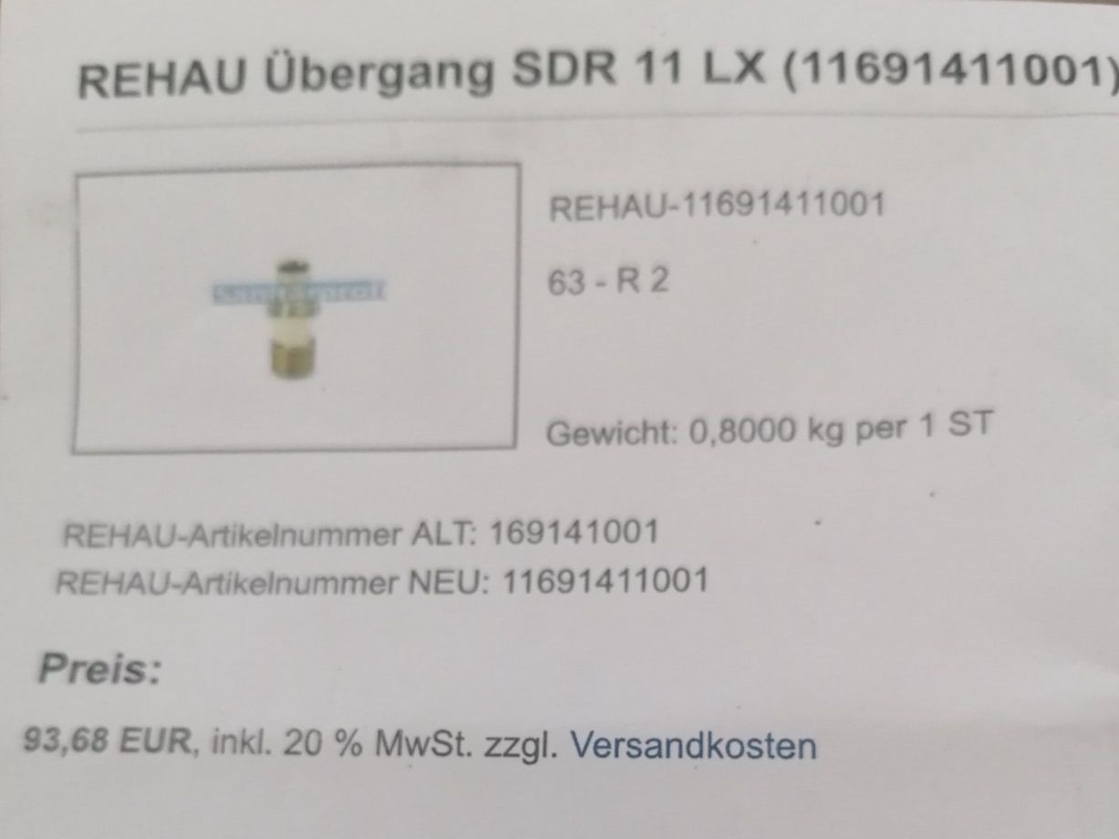 Metall- & Schlosserei Sonstiges: Fiting Übergangsstuck für Heizungsleitung – Neu und originalverpackt aus Geroldswil von carcan1707 2