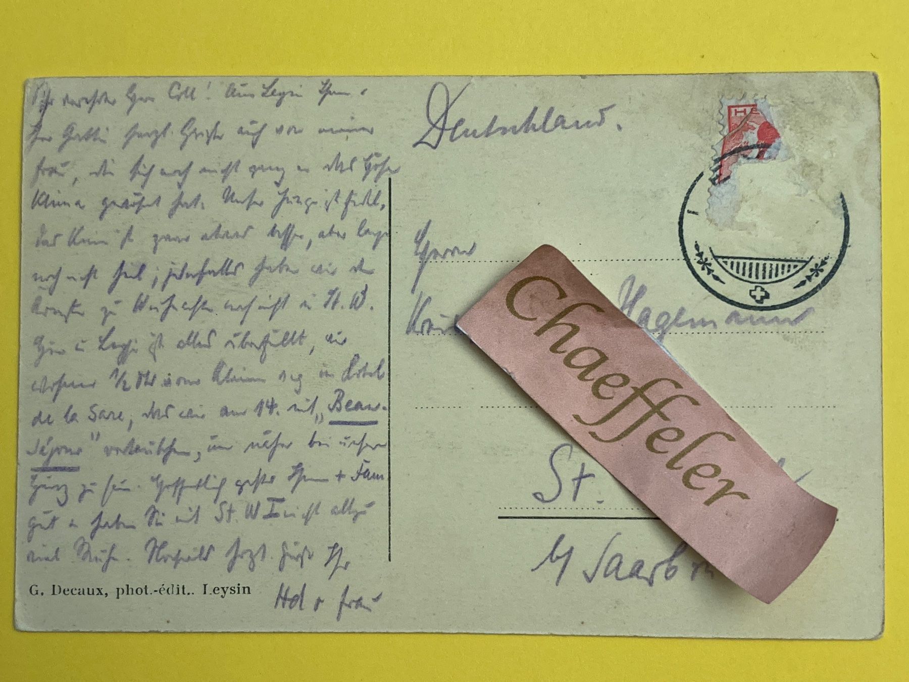 Ansichtskarten: 389 Leysin – Gebraucht aus Zürich von Chaeffeler 1